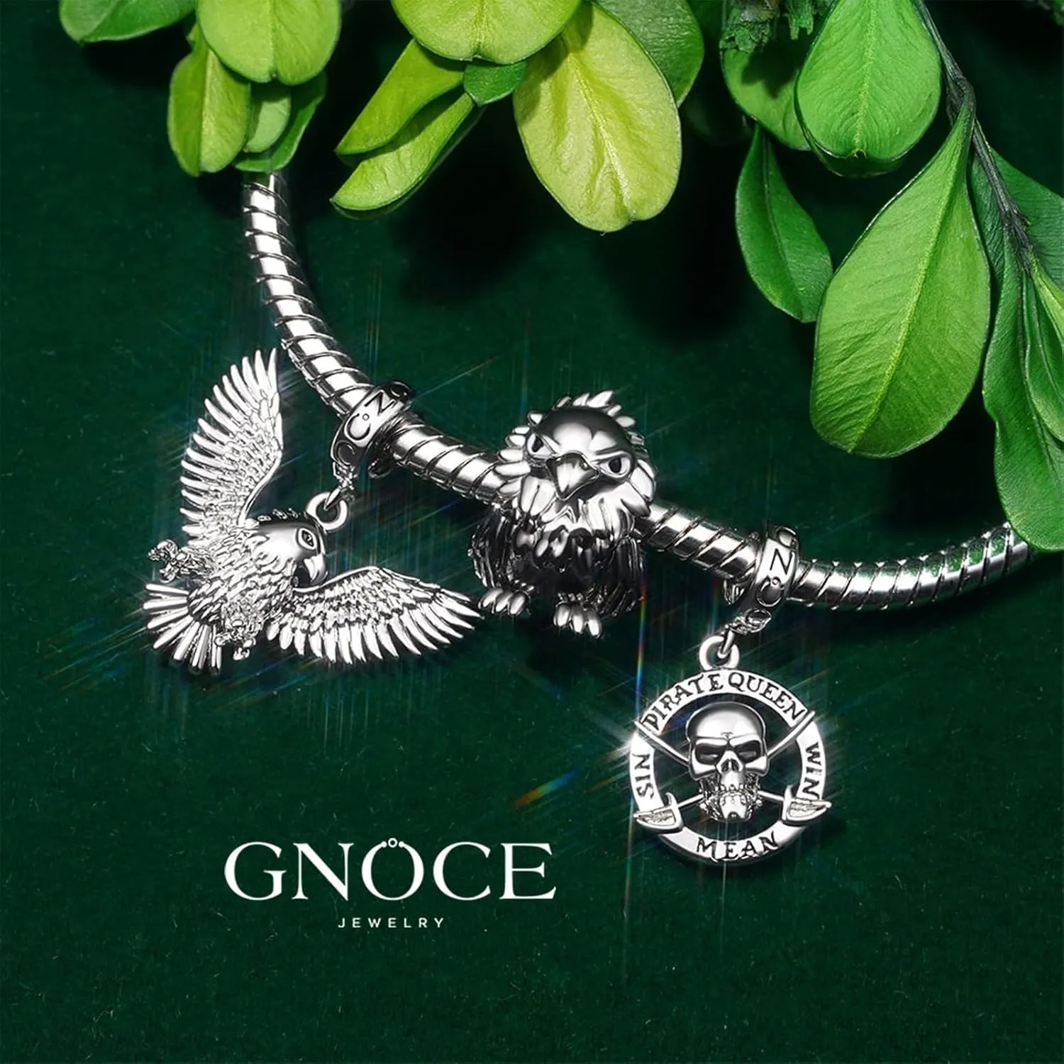 GNOCE Anmial Charm Bracelet for Her, S925 Sterling Silver Bead Charm Fit Bracelet/Necklace for Women Girls Wife Daughter/Jewelry Gift