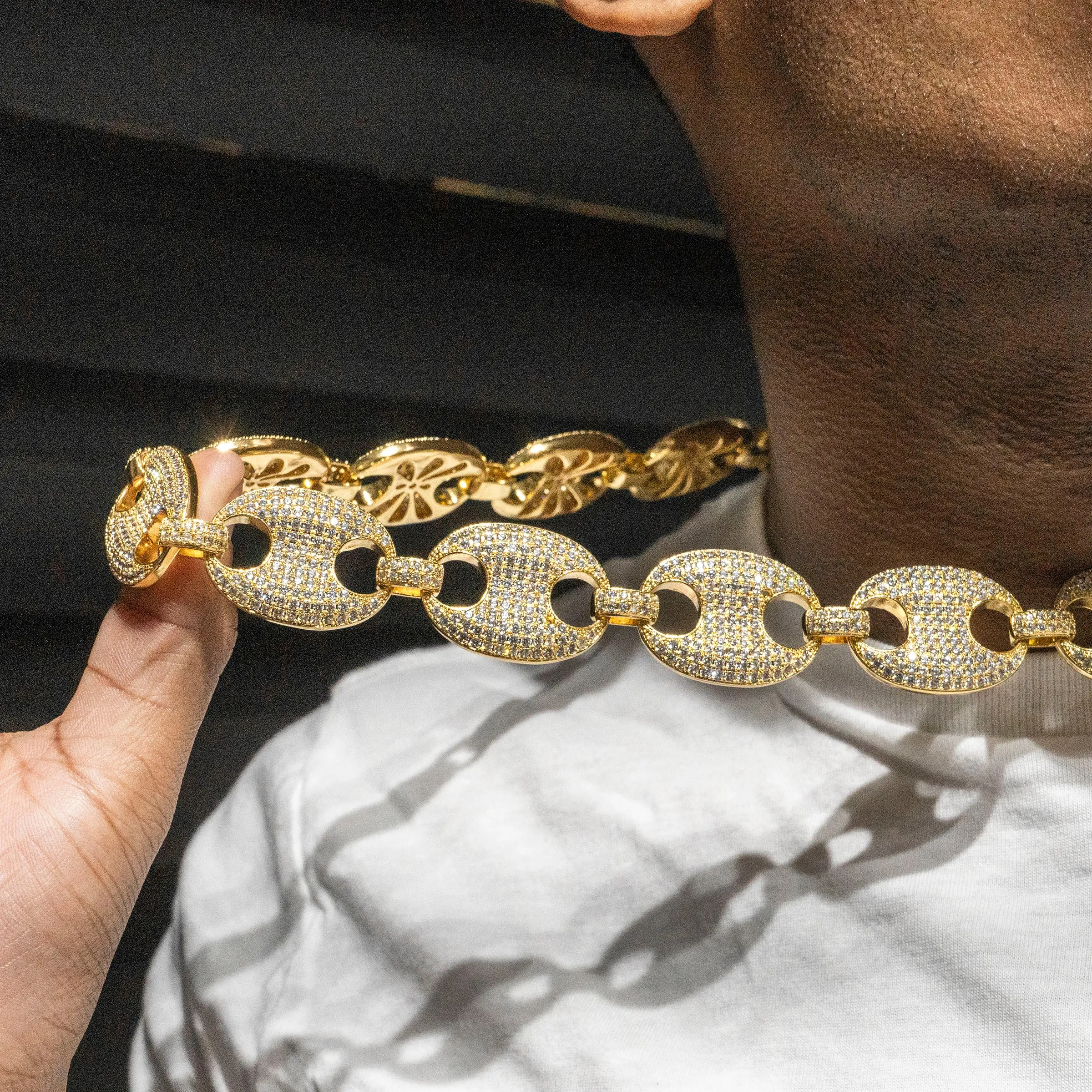 Gold  Iced Out Puff Chain