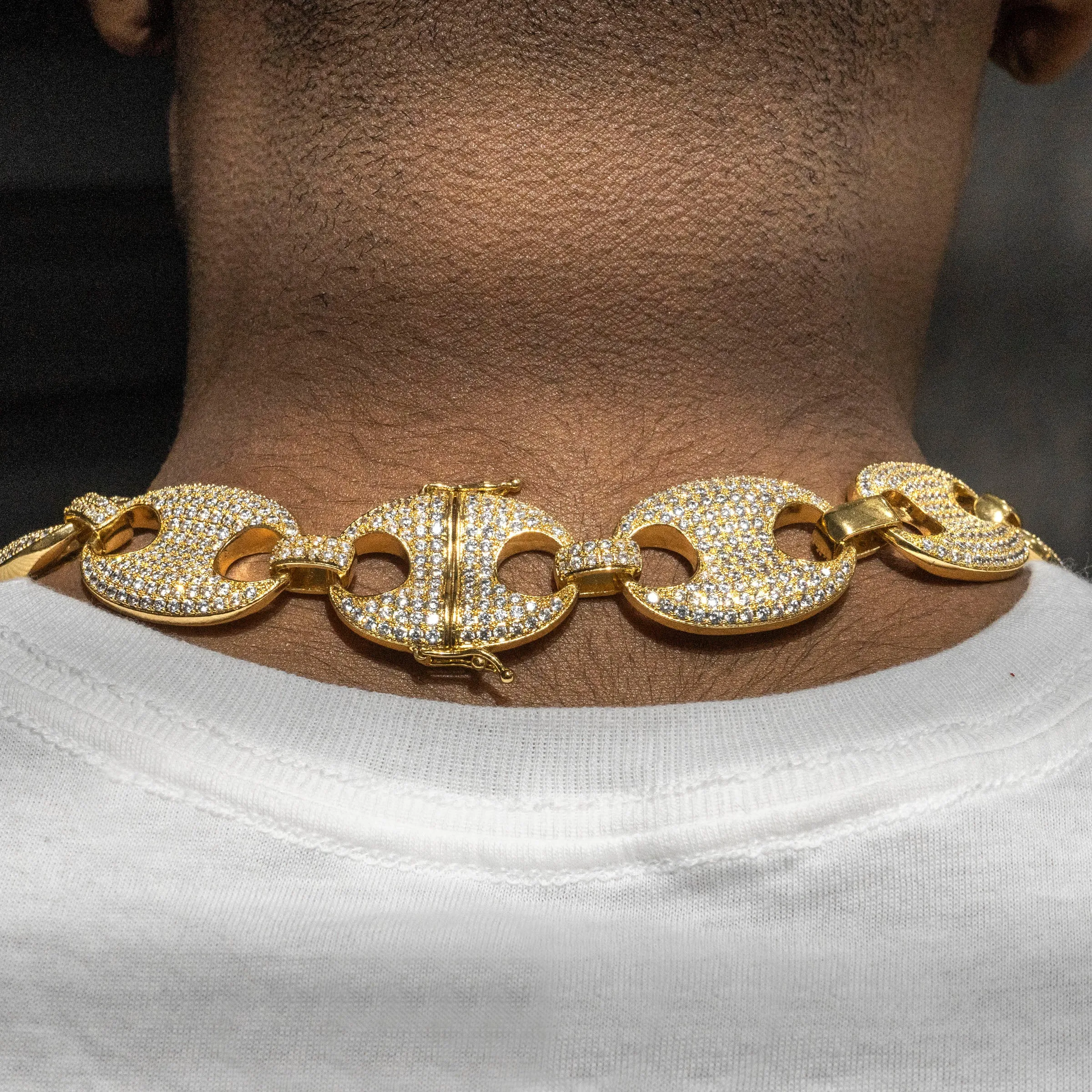 Gold  Iced Out Puff Chain