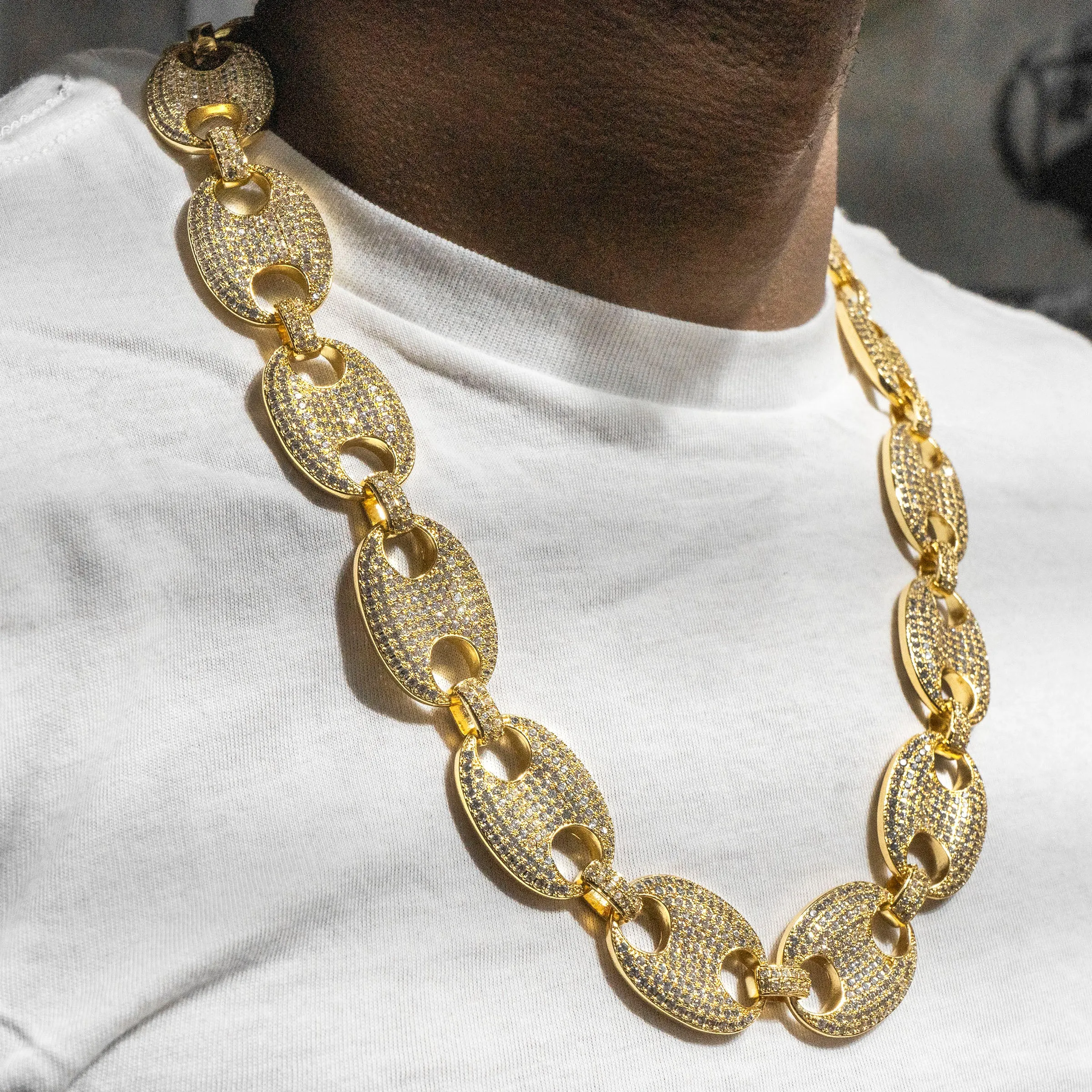 Gold  Iced Out Puff Chain