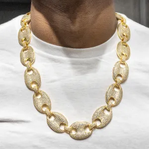 Gold  Iced Out Puff Chain