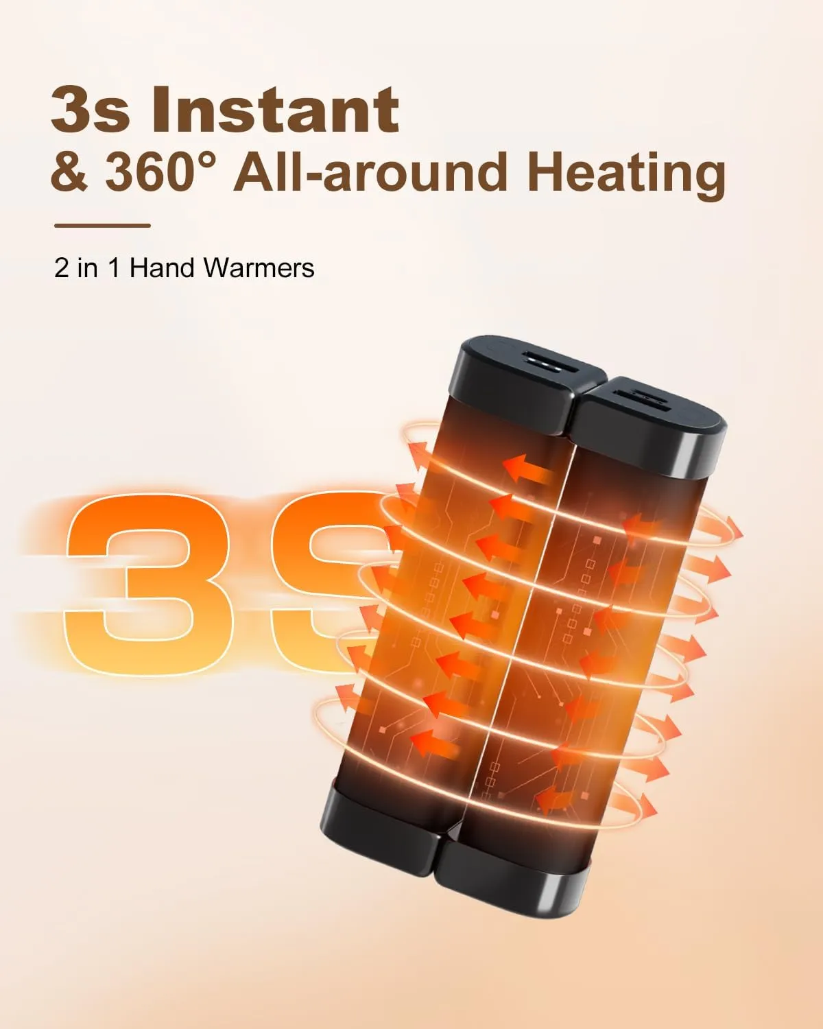 Hand Warmers Rechargeable 2 Pack, Magnetic Electric Hand Warmers 10000mAh, 360 Heating 14Hrs Warmth 3 Levels Temp, Portable Power Bank,Indoors/Outdoors,Raynauds, Golf, Camping, Gifts for Men Women