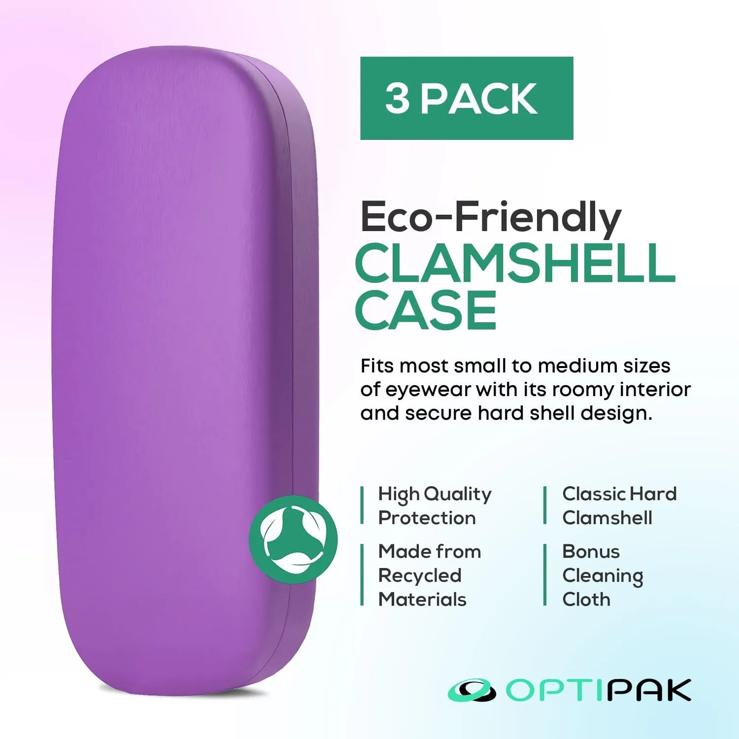 Hard Shell Glasses Case - Eco-Friendly Large Eyeglass Holder with Microfiber Cleaning Cloth - Brushed Eyeglasses Case