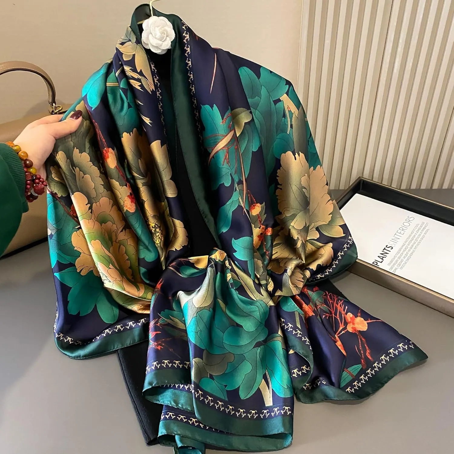 K-Elewon Silk Scarf Head scarf Fashion Scarves Long Lightweight Sunscreen Shawls for Women