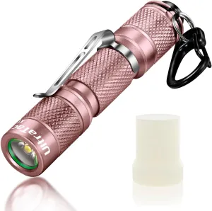 K1 180LM Pink LED Keychain Flashlight - Waterproof AAA Mini Light with Push Button, Compact Pocket-Sized for Women EDC, Night Jogging, Dog Walking, Emergencies & Outdoor Use (Pink)