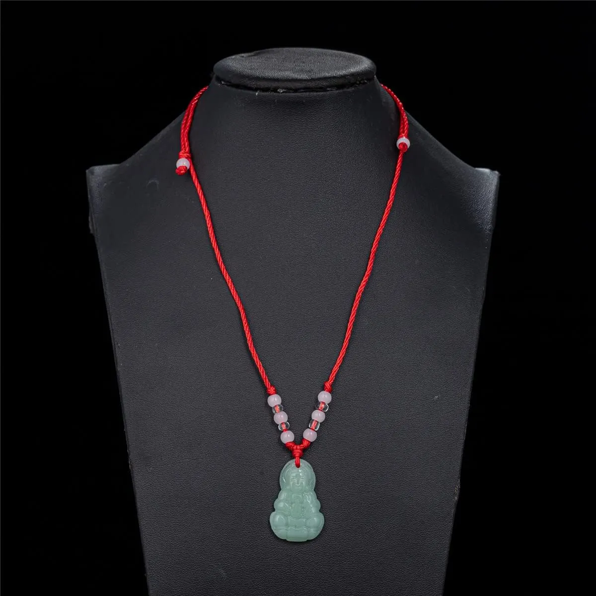kelistom Buddha Pendant Necklace for Women Men Adjustable Red Rope Chain Necklace Green White Gold Buddha Head Good Luck and Protection