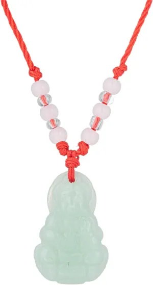 kelistom Buddha Pendant Necklace for Women Men Adjustable Red Rope Chain Necklace Green White Gold Buddha Head Good Luck and Protection