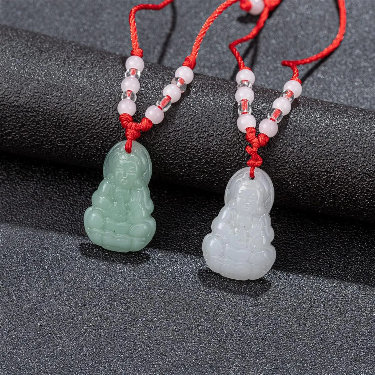 kelistom Buddha Pendant Necklace for Women Men Adjustable Red Rope Chain Necklace Green White Gold Buddha Head Good Luck and Protection