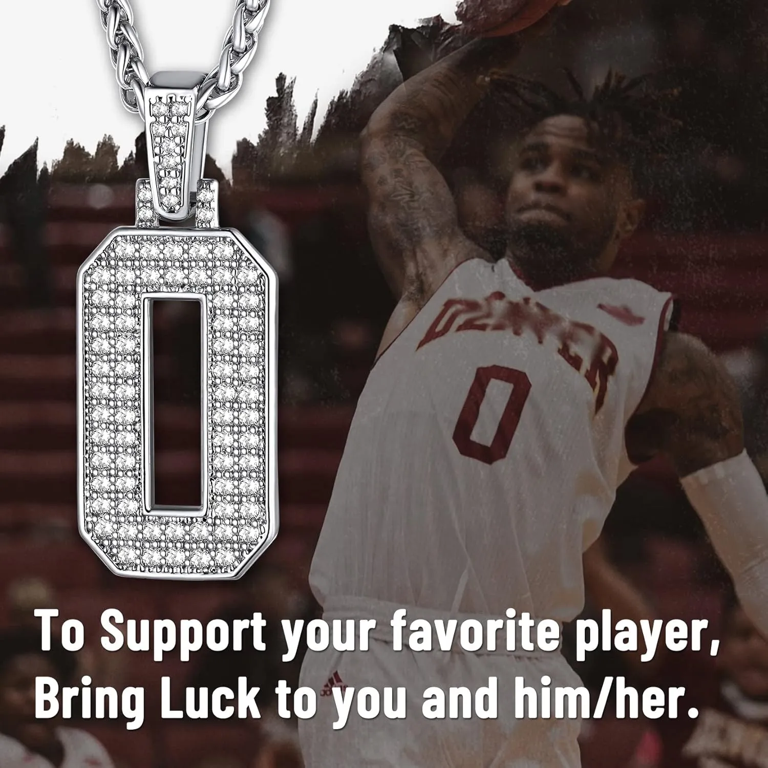 KeyStyle Number Necklaces For Men, Bling Numbers Chain Necklace Hip Hop Simulated Diamond Pendant with Tennis Chain Spiga Chains