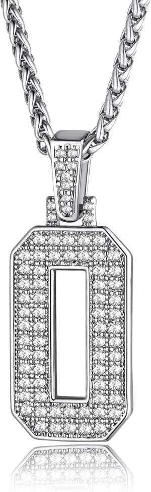 KeyStyle Number Necklaces For Men, Bling Numbers Chain Necklace Hip Hop Simulated Diamond Pendant with Tennis Chain Spiga Chains