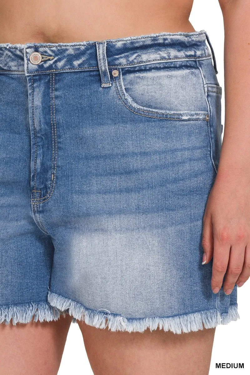 Lake Light Washed Frayed Jean Shorts S-3XL