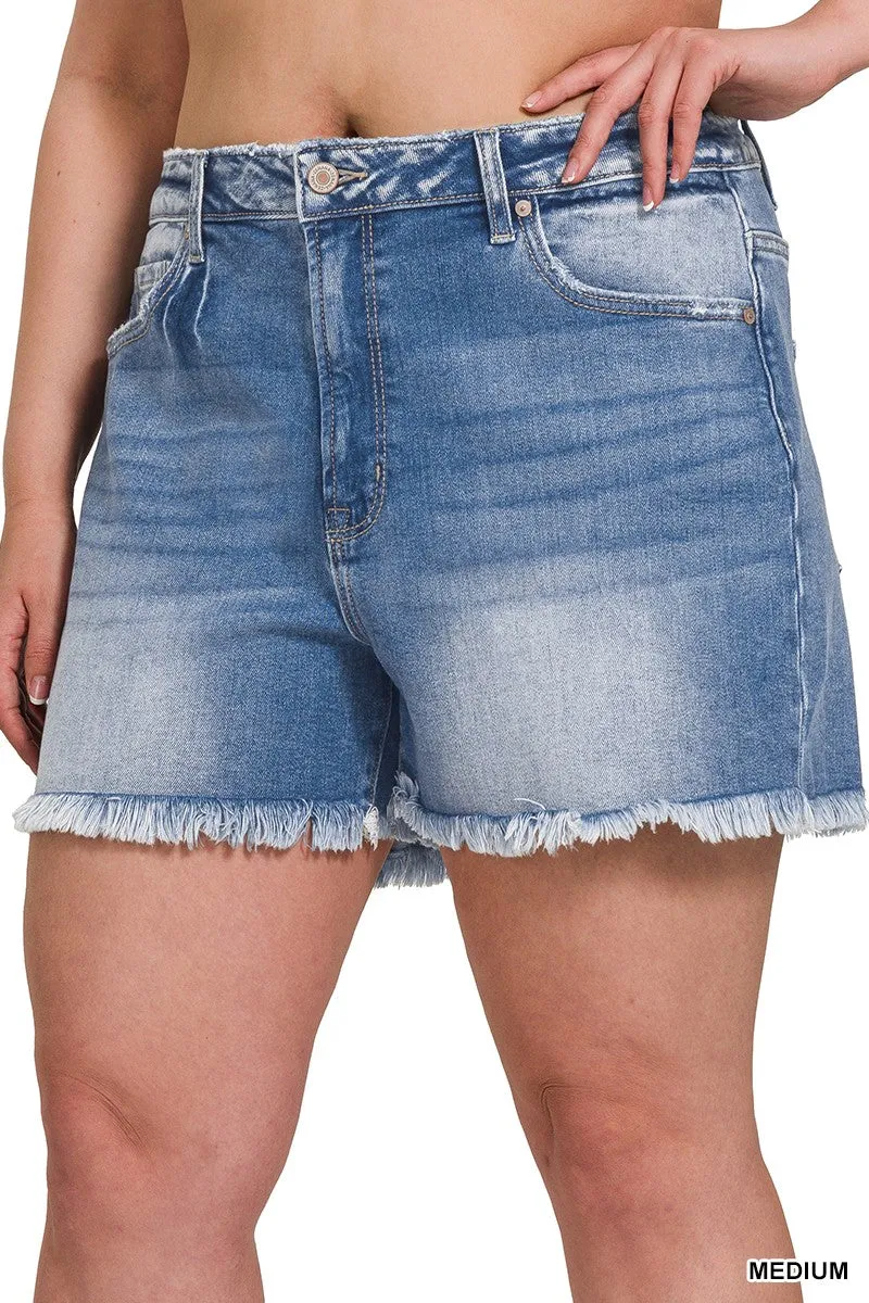 Lake Light Washed Frayed Jean Shorts S-3XL