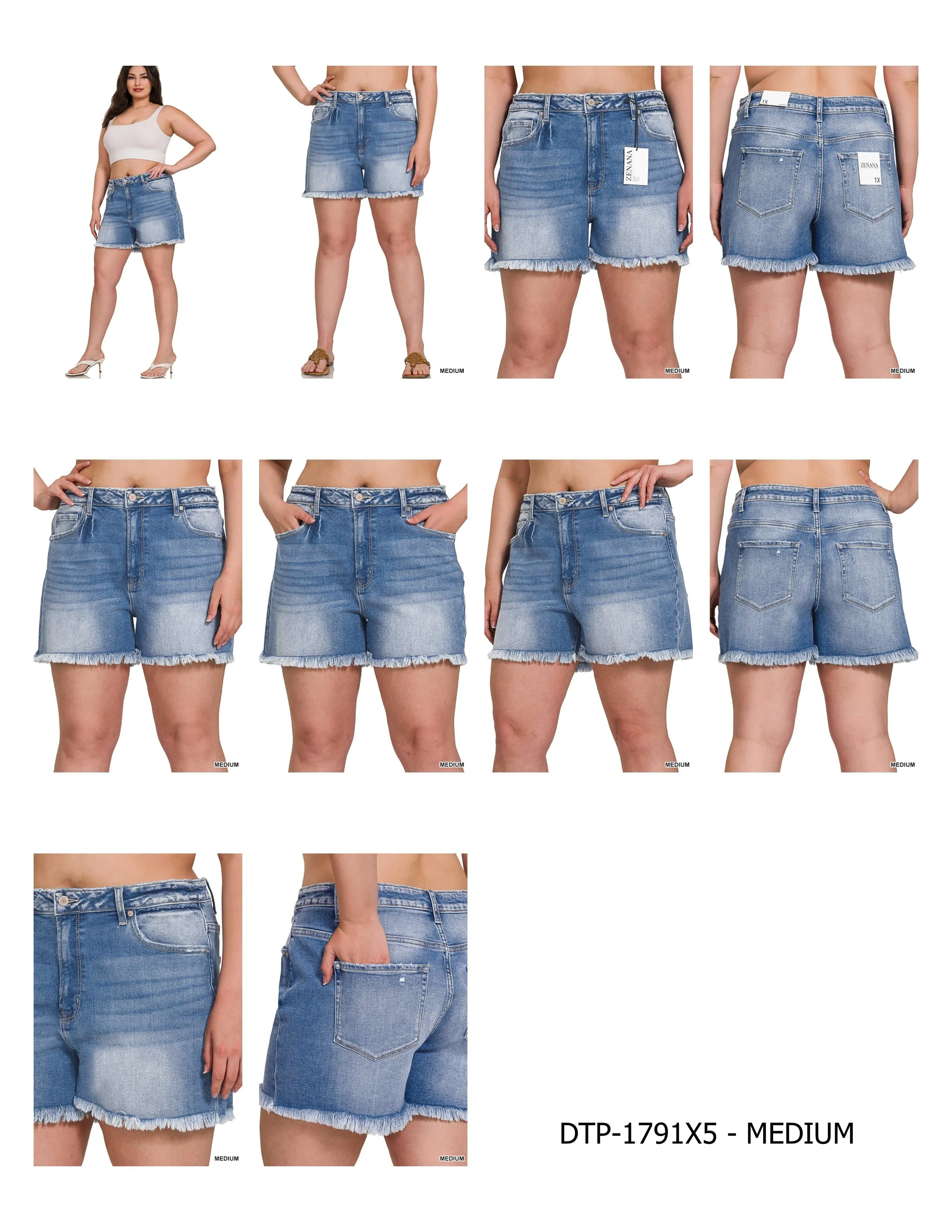 Lake Light Washed Frayed Jean Shorts S-3XL
