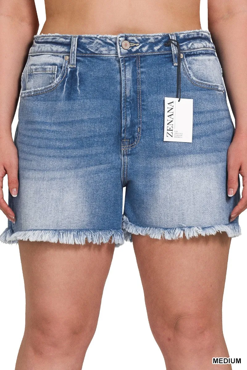 Lake Light Washed Frayed Jean Shorts S-3XL