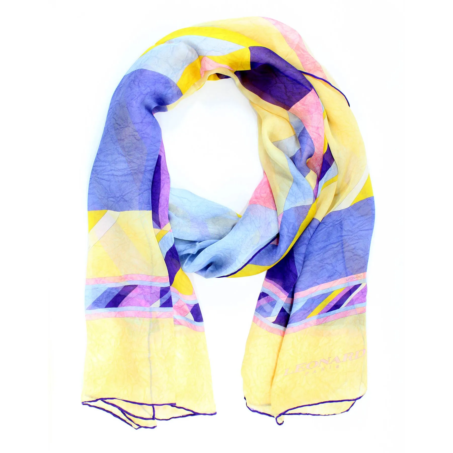 Leonard Paris Scarf Yellow Purple Chiffon Silk Shawl FINAL SALE