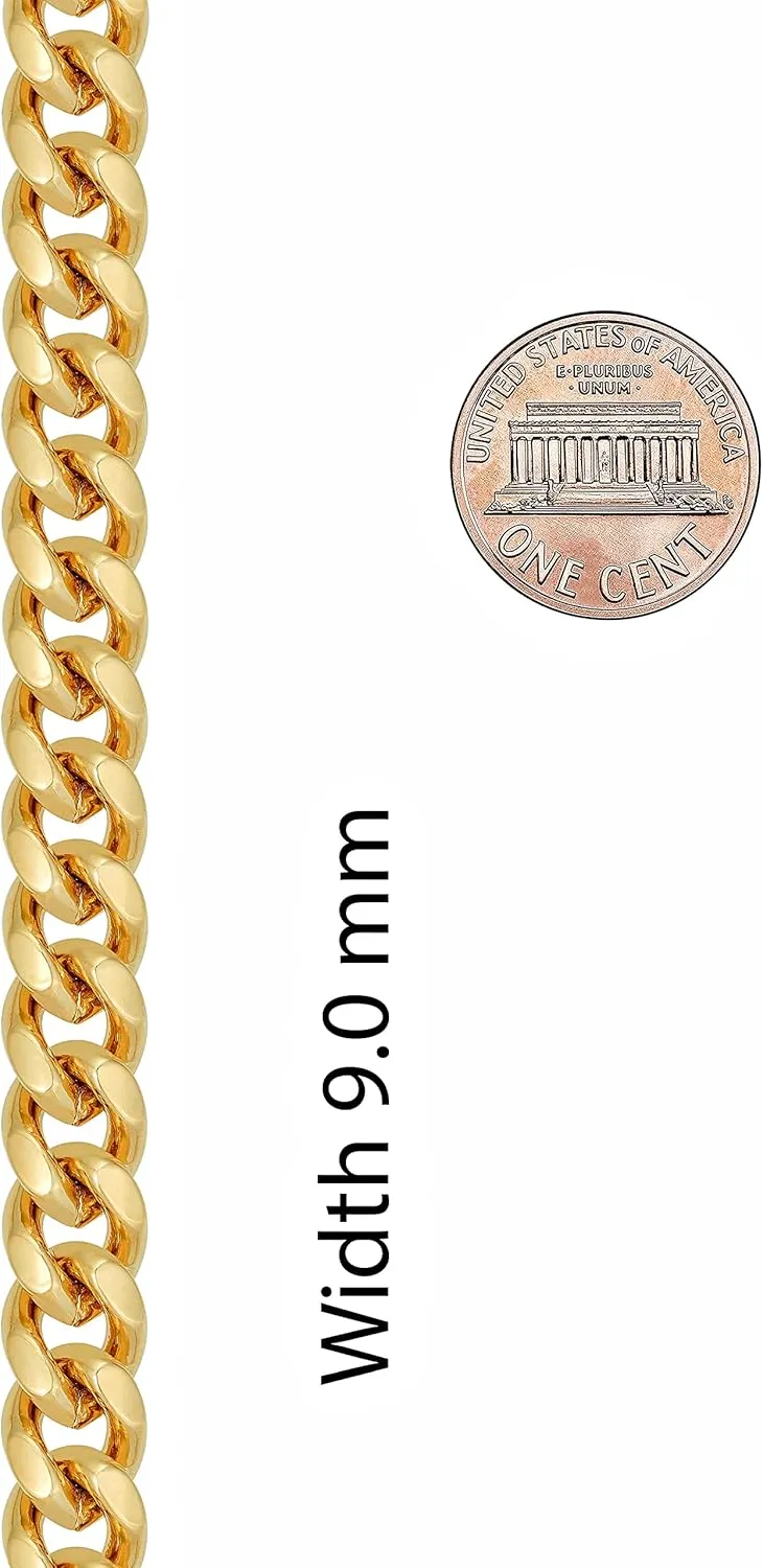 LIFETIME JEWELRY 9mm Miami Curb Cuban Link Chain Bracelet 24k Real Gold Plated