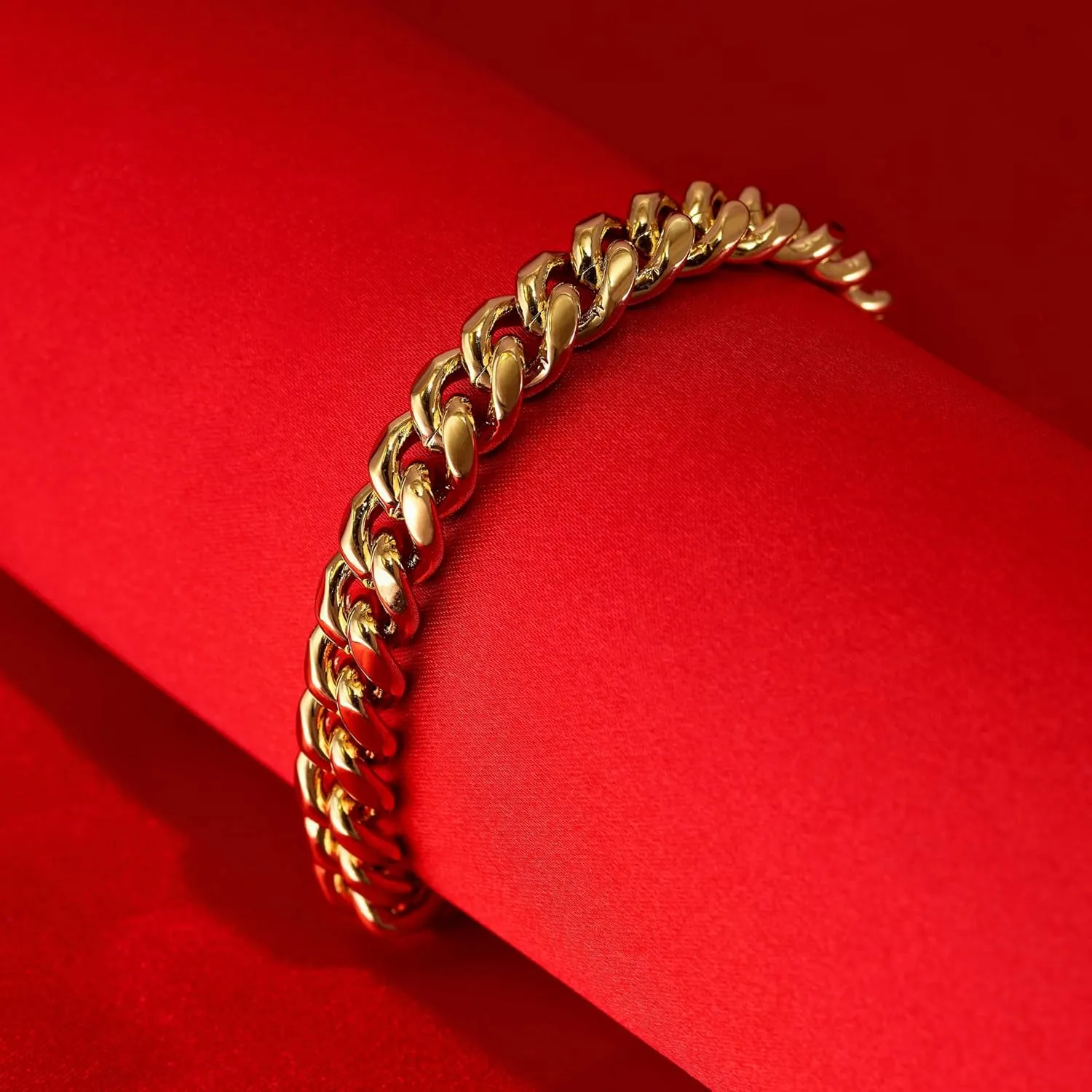LIFETIME JEWELRY 9mm Miami Curb Cuban Link Chain Bracelet 24k Real Gold Plated