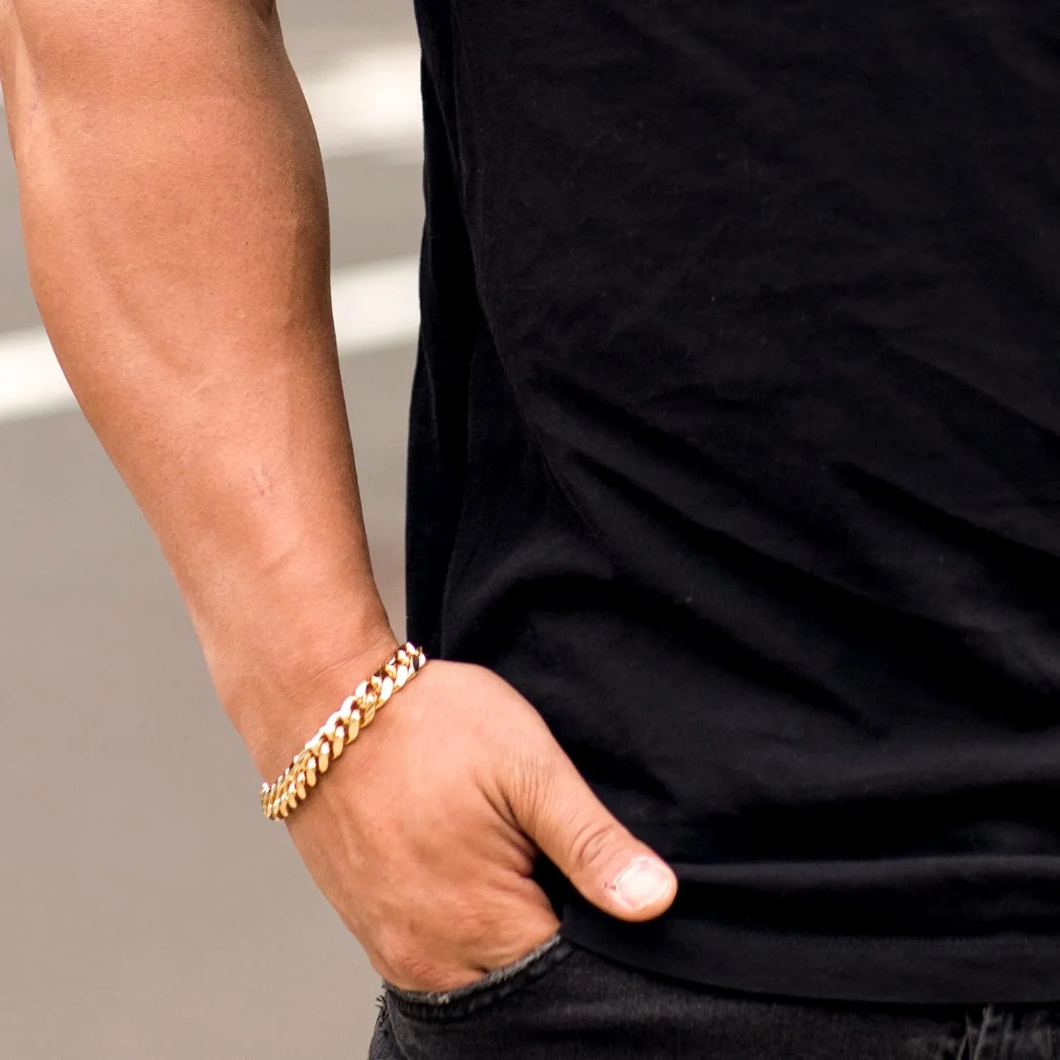 LIFETIME JEWELRY 9mm Miami Curb Cuban Link Chain Bracelet 24k Real Gold Plated