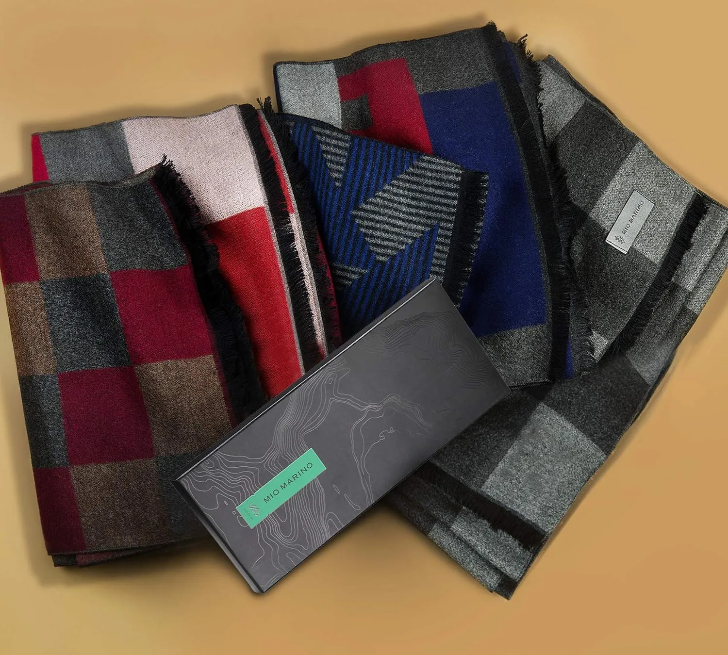 Marinos Winter Cashmere Feel Men Scarf,100% Cotton Fashion Scarves, In Elegant Gift Box