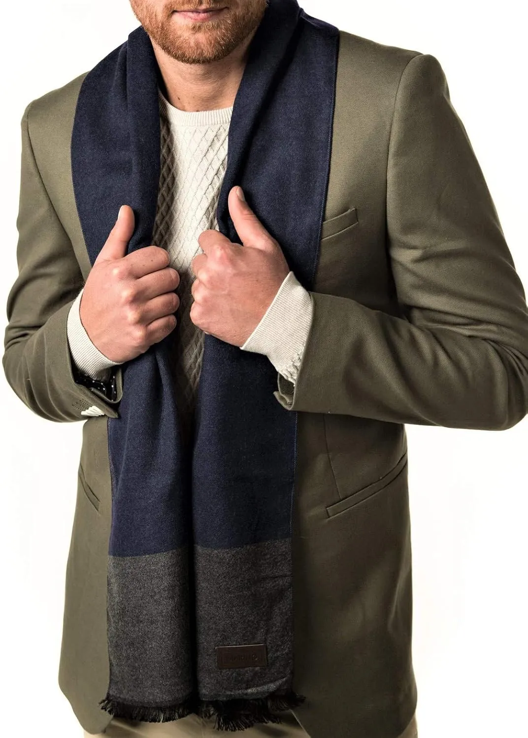 Marinos Winter Cashmere Feel Men Scarf,100% Cotton Fashion Scarves, In Elegant Gift Box
