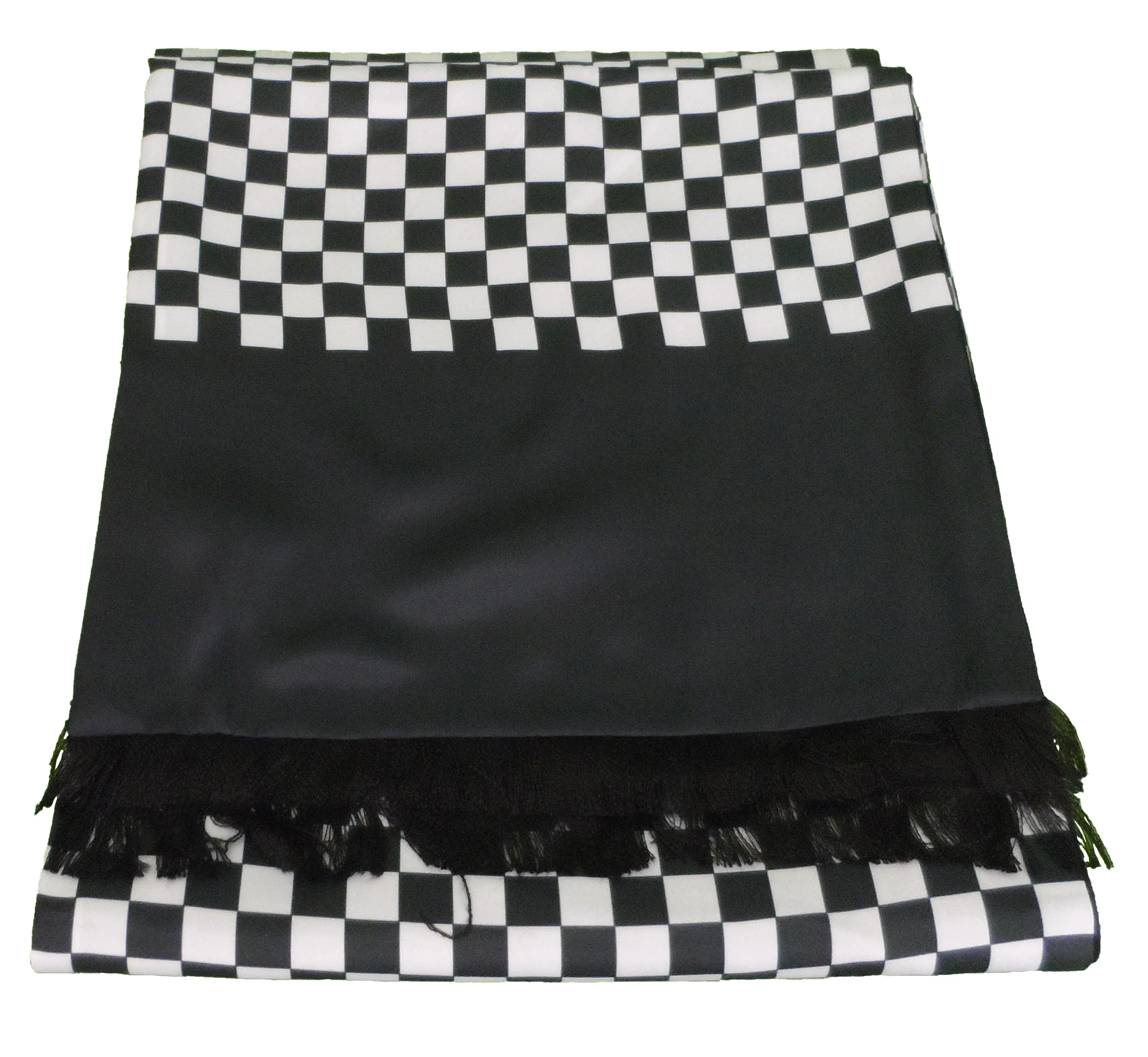 Mazeys Mens Classic Retro Mod Checkerboard Tassled Scarf