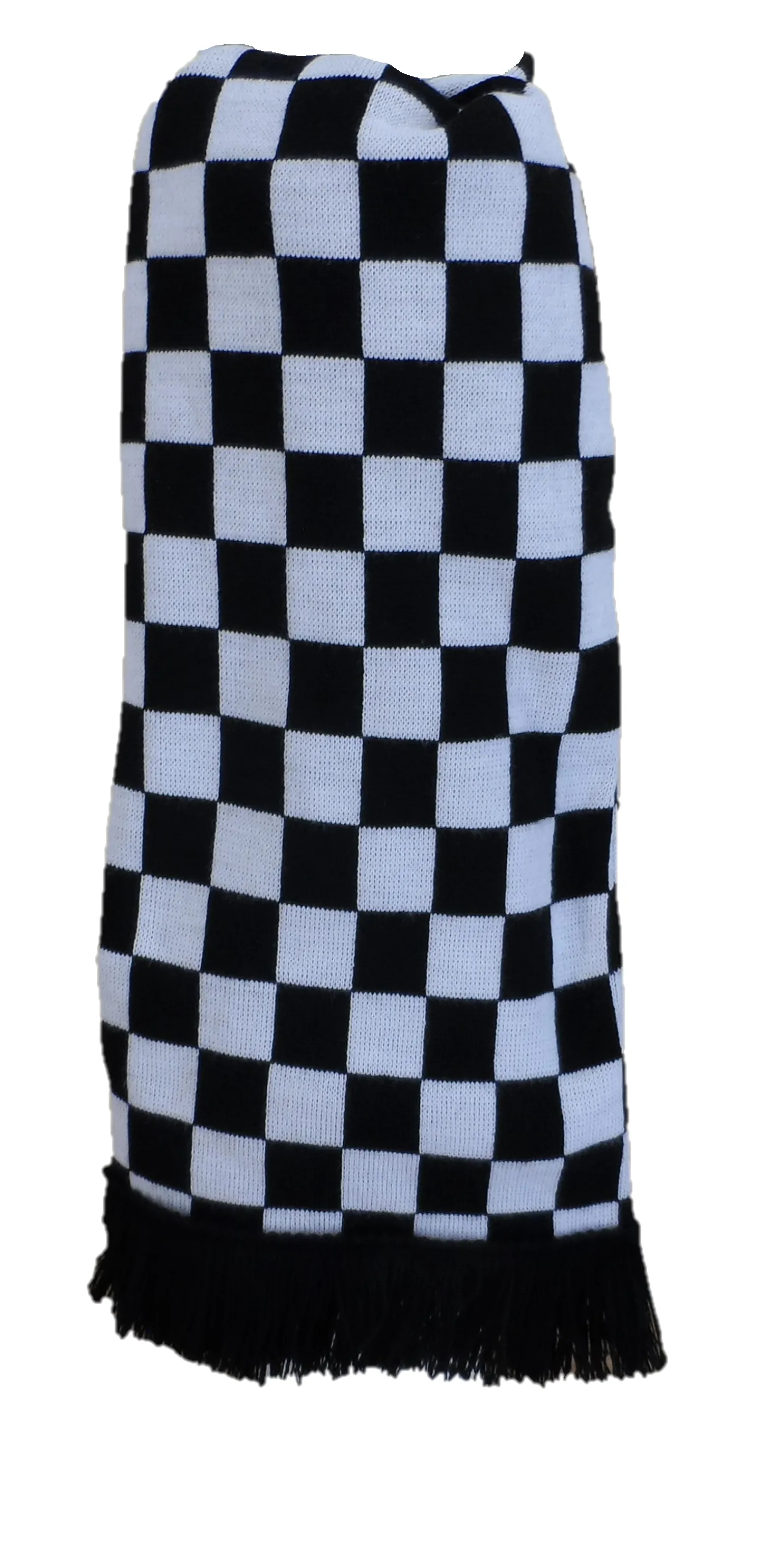 Mazeys Mens Classic Retro Mod Knitted Checkerboard Tassled Scarf