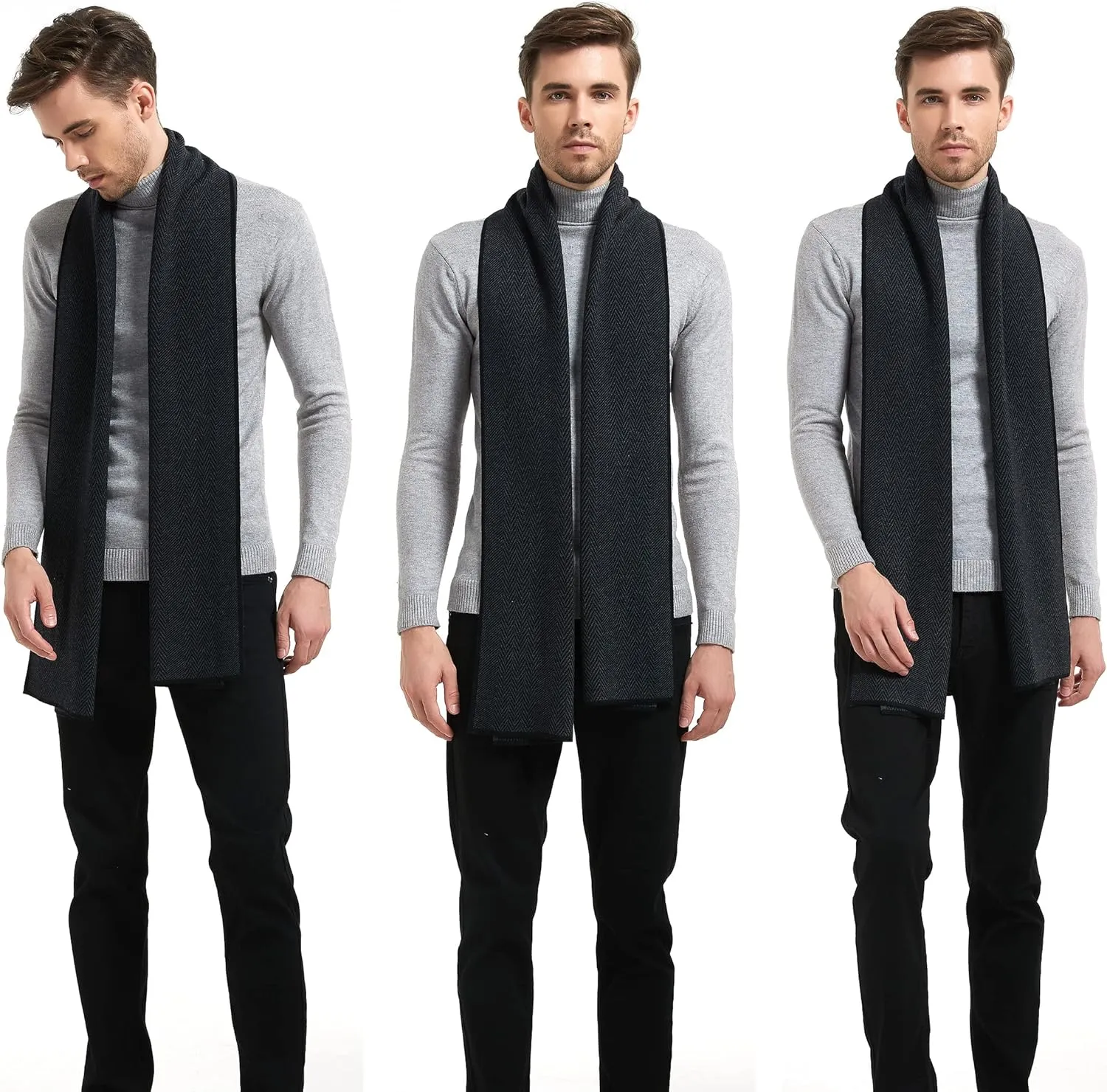 Men Winter Cashmere Scarf Wool Soft Warm Knitted Casual Scarves for Men