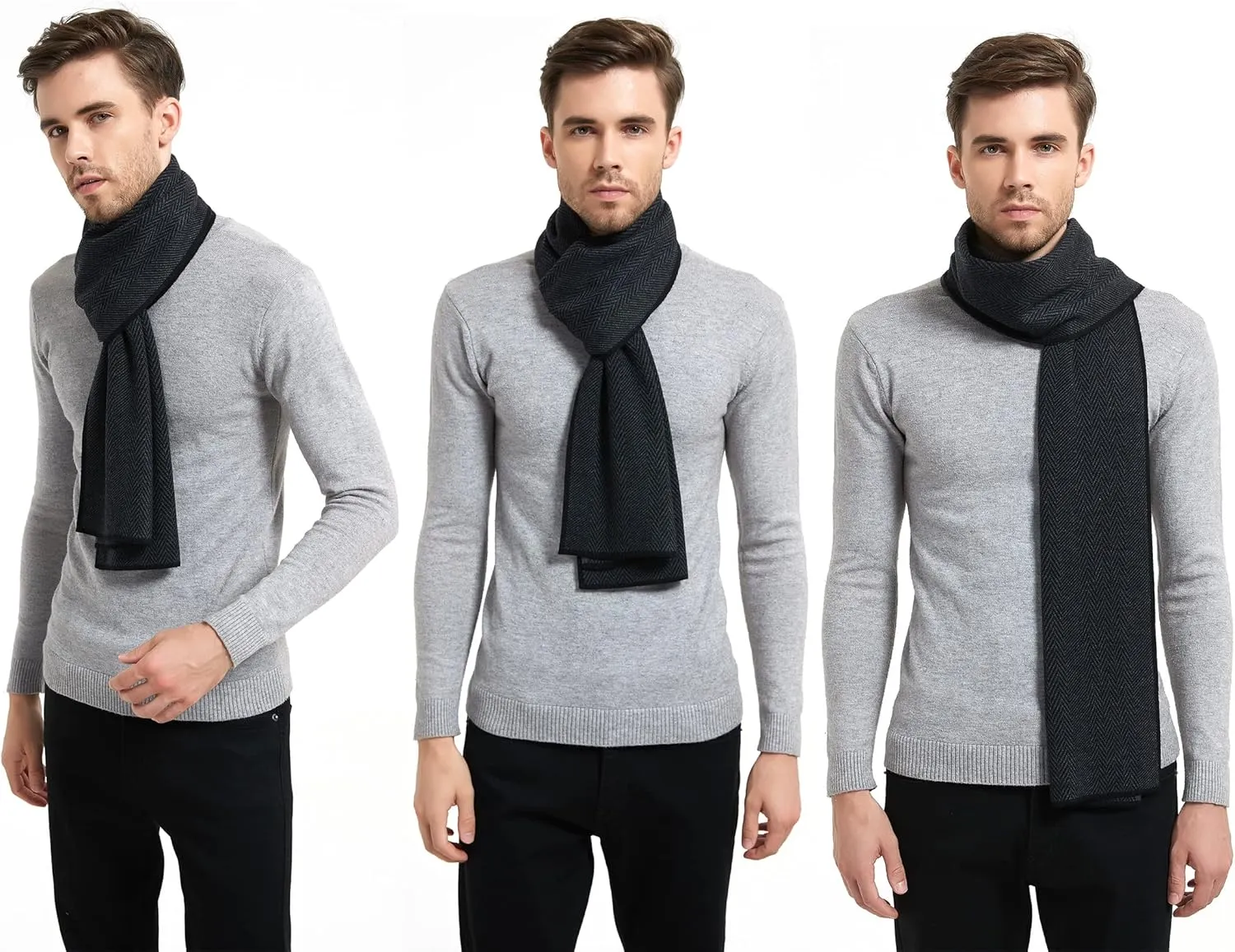 Men Winter Cashmere Scarf Wool Soft Warm Knitted Casual Scarves for Men