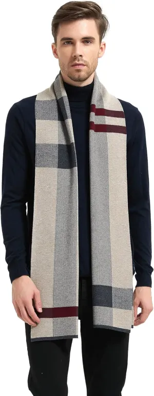 Men Winter Cashmere Scarf Wool Soft Warm Knitted Casual Scarves for Men