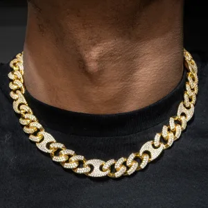 Mens Gold Iced Out Puff Cuban Link Chain