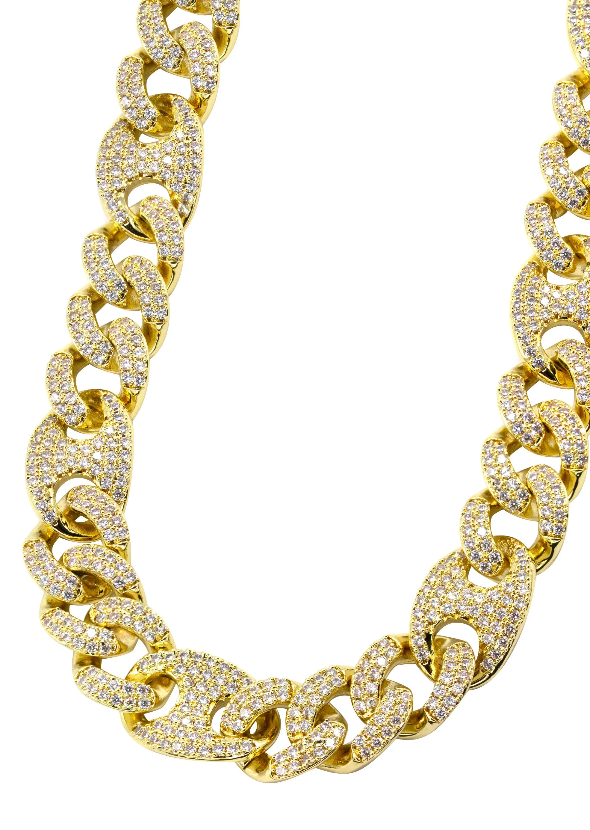 Mens Gold Iced Out Puff Cuban Link Chain