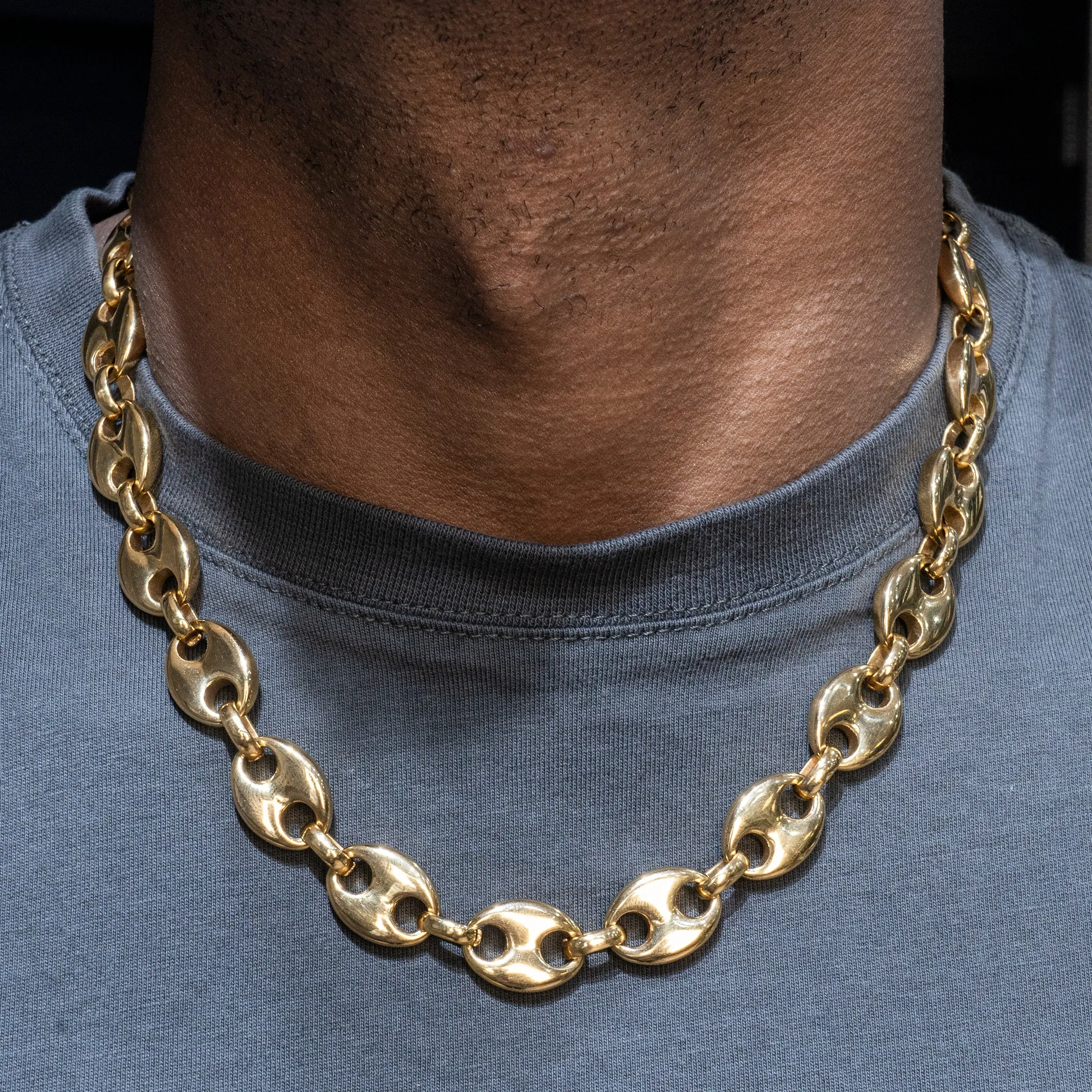 Mens Gold Puff Link Chain