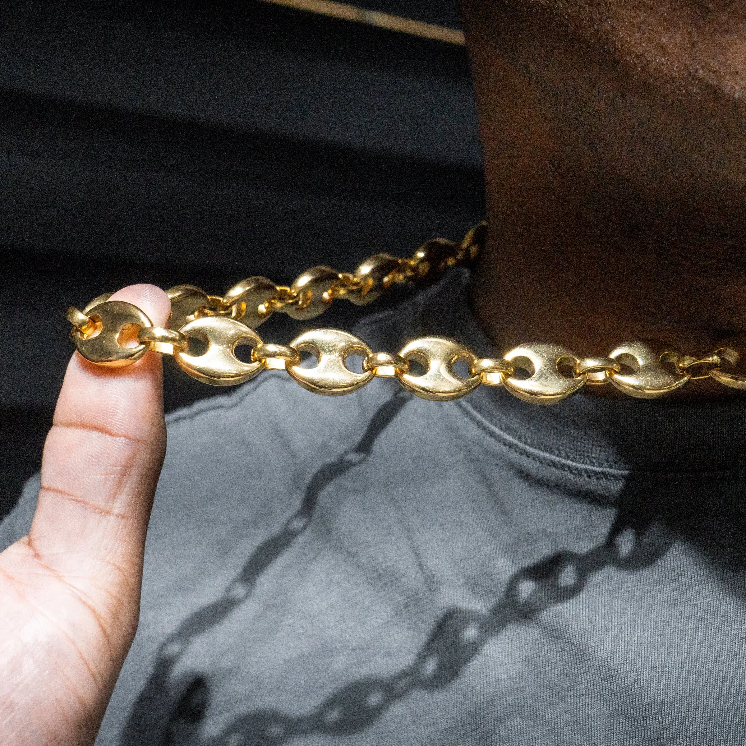 Mens Gold Puff Link Chain