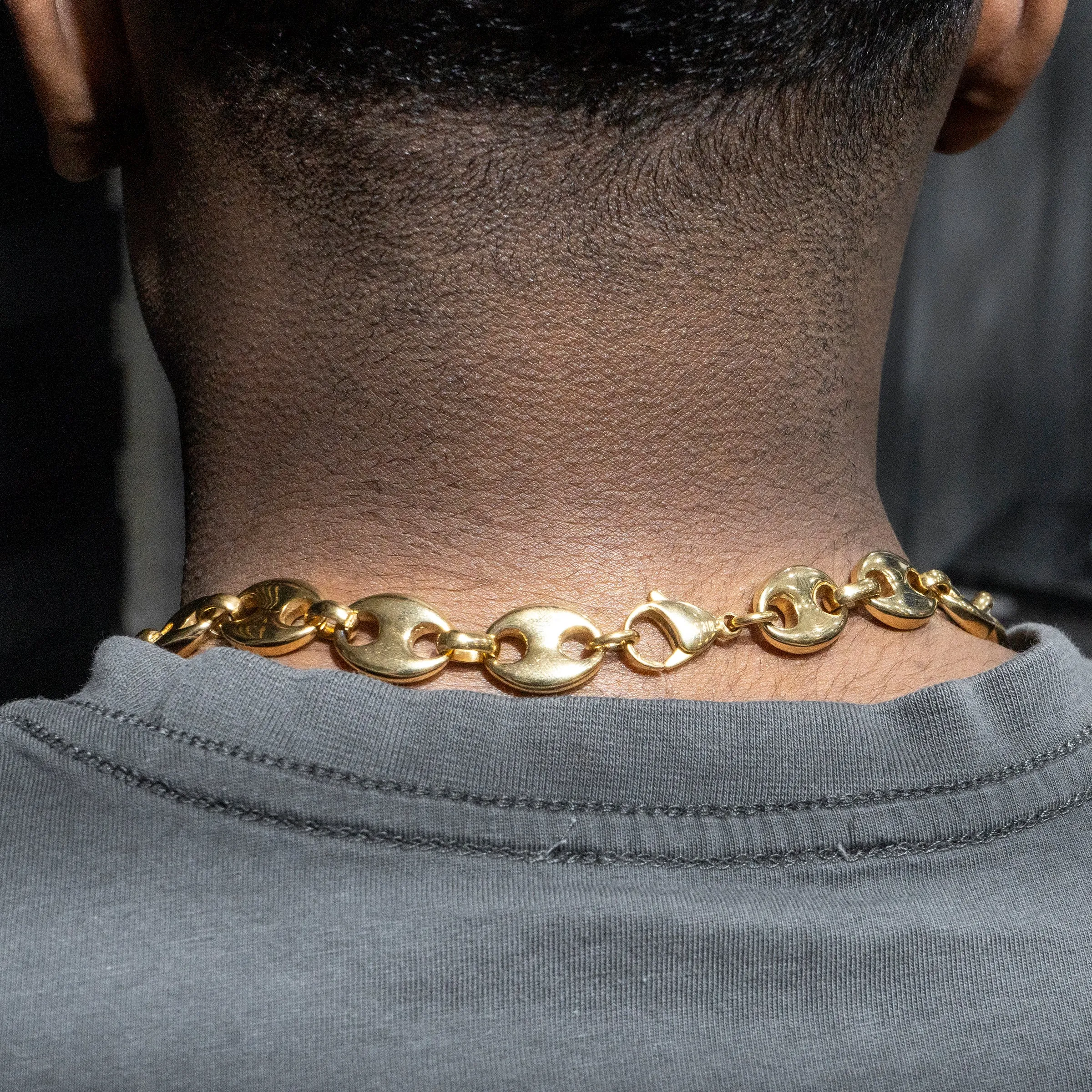 Mens Gold Puff Link Chain