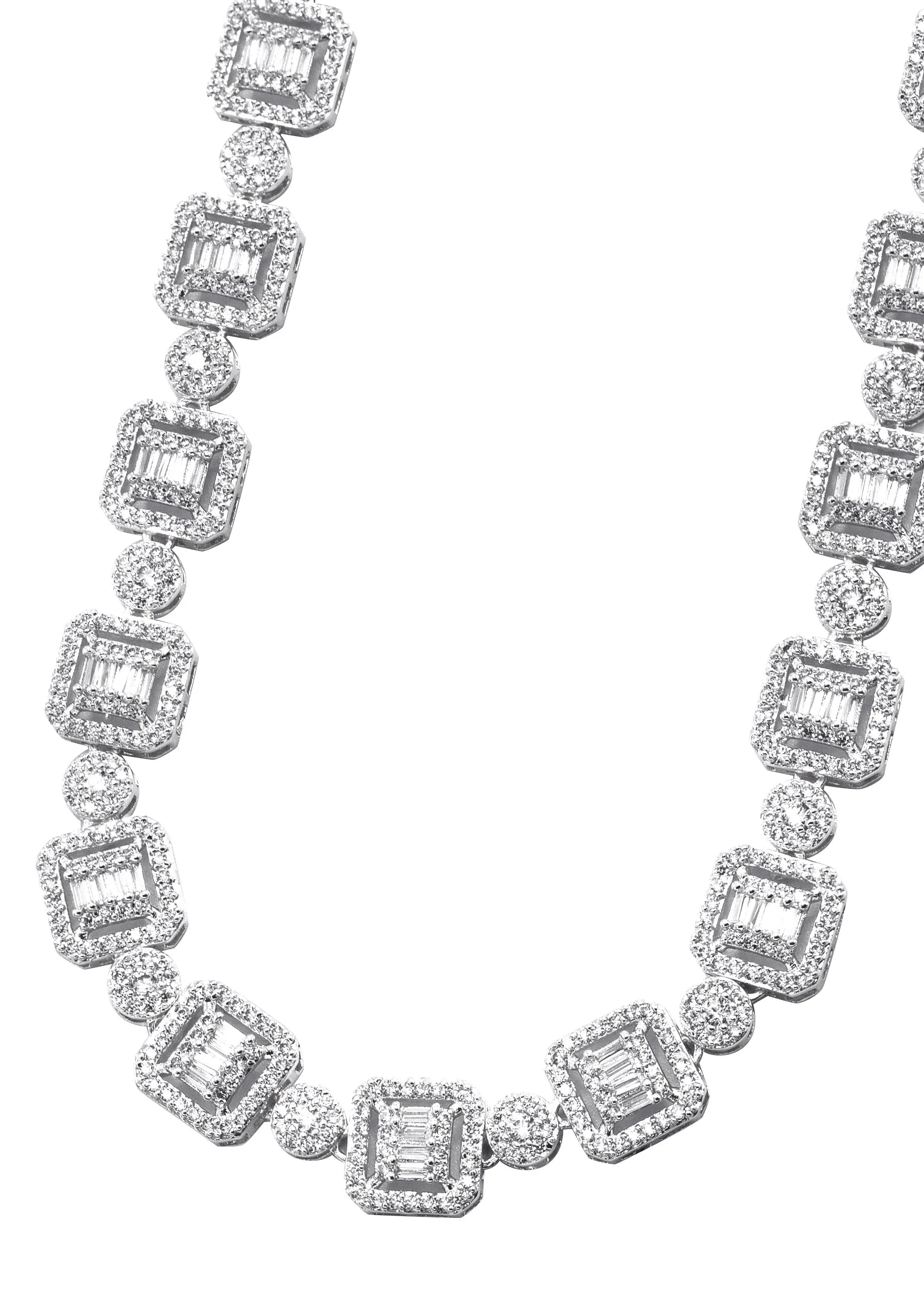 Mens White Gold Iced Out Baguette & Cluster Chain