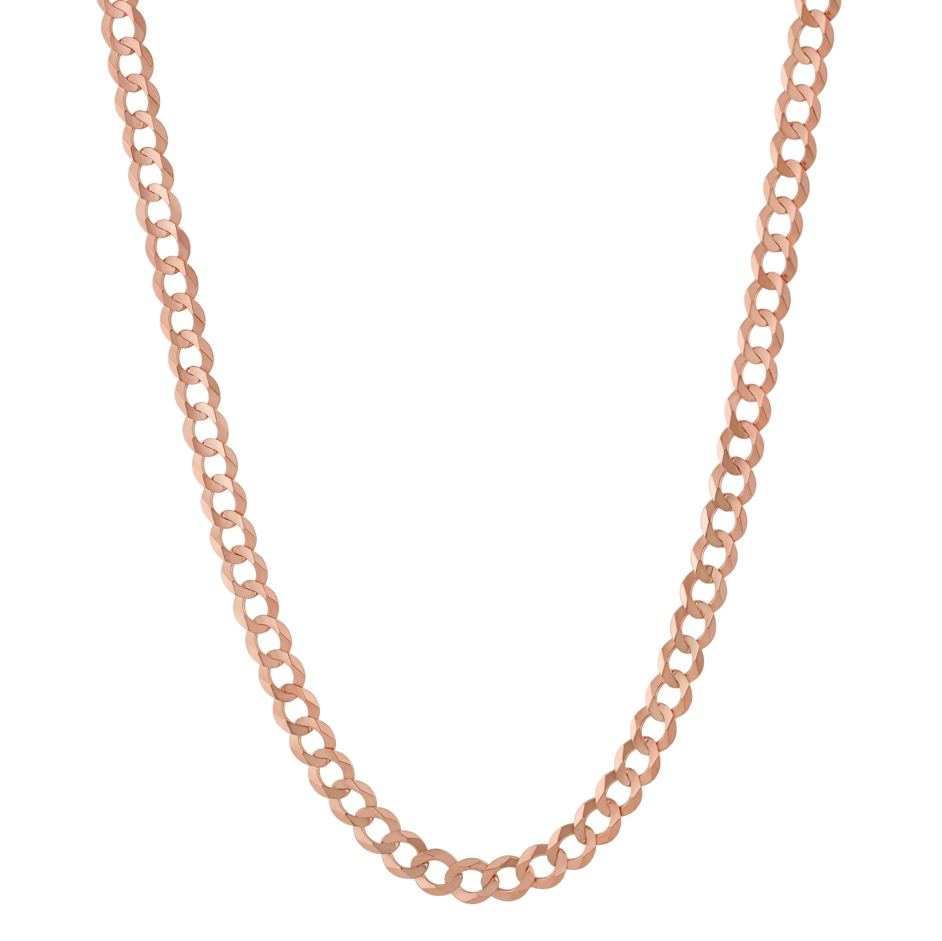 Miami Curb Link Chain Necklace 14K Rose Gold - Solid