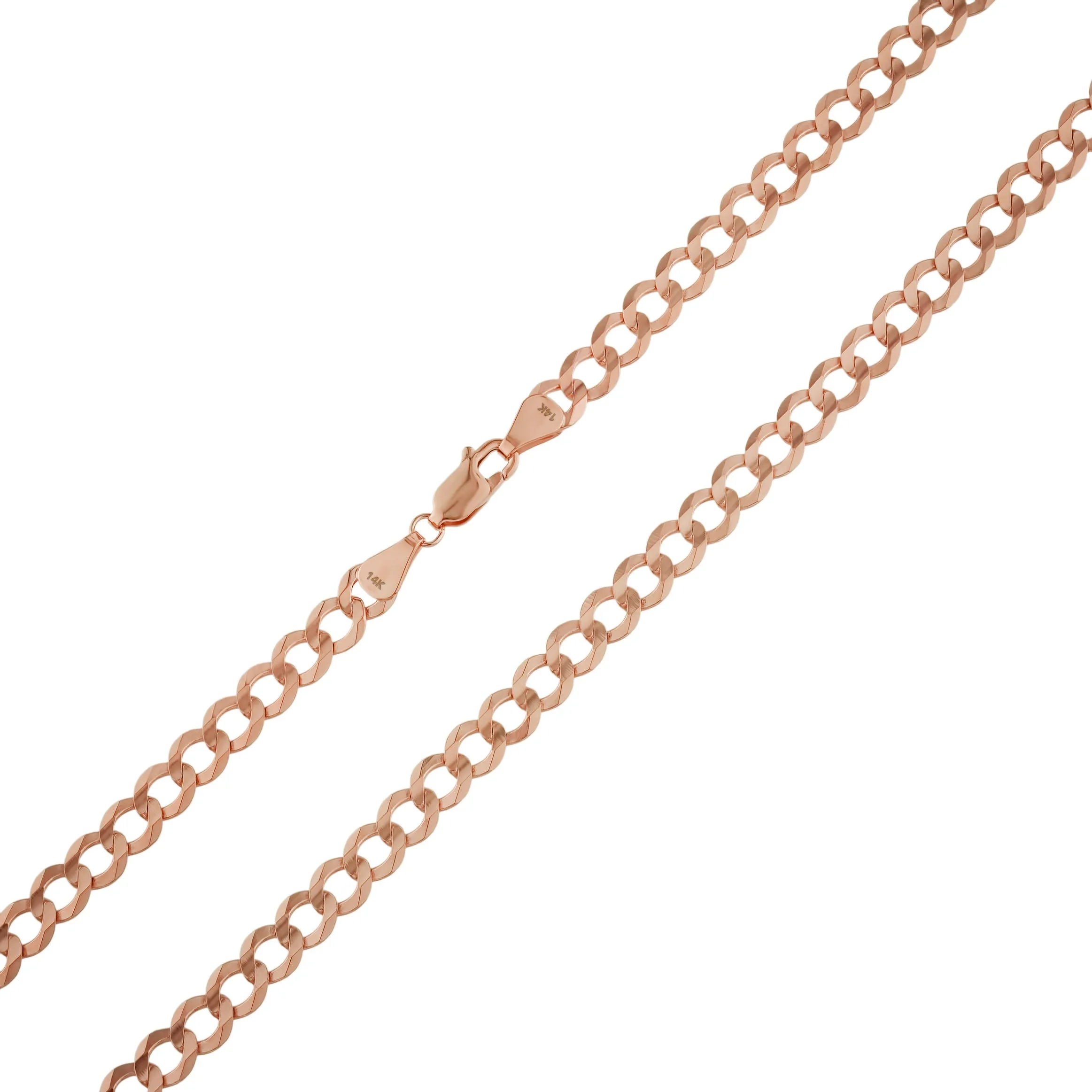 Miami Curb Link Chain Necklace 14K Rose Gold - Solid