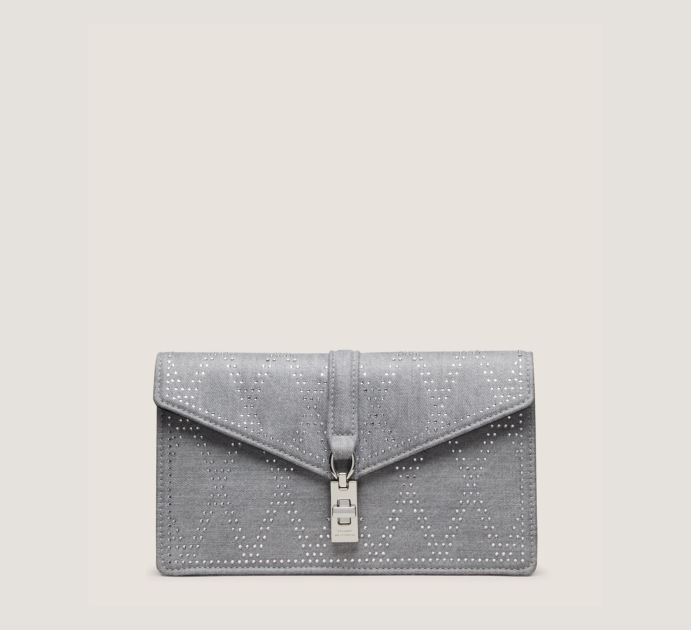 Milan Shine Clutch Handbags, Perla Gray Vintage Denim & Crystal, Size: U No Dimension