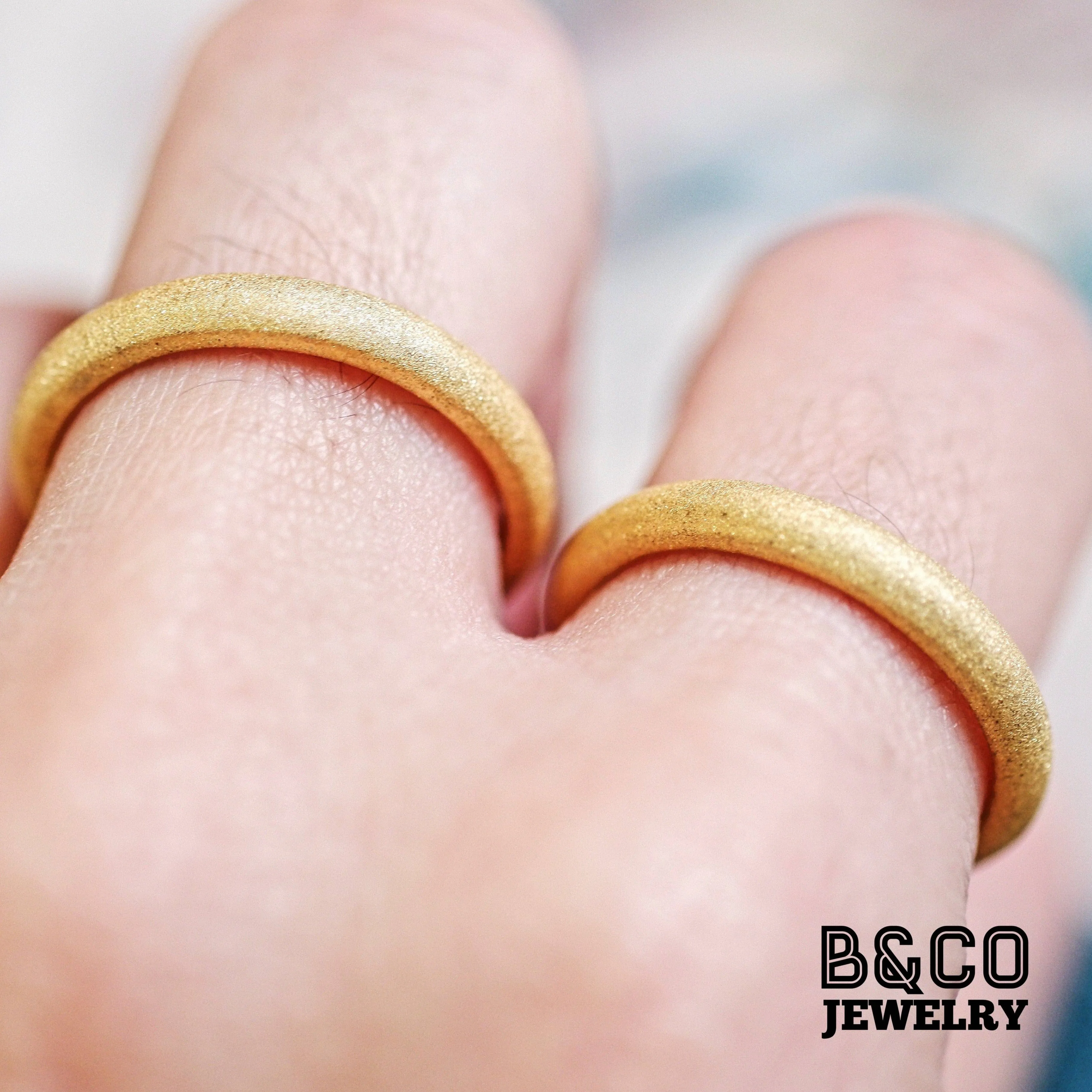 Minimalist Sandblast Wedding Rings
