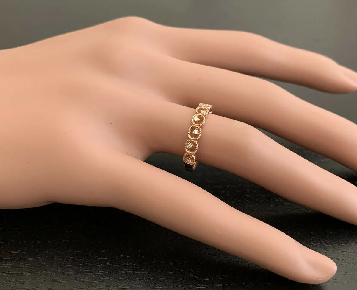 Natural Diamond 14K Solid Rose Gold Band Ring