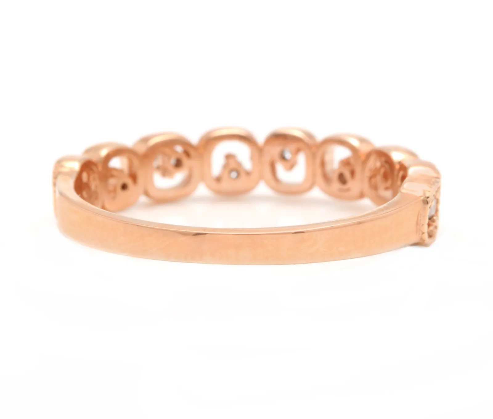 Natural Diamond 14K Solid Rose Gold Band Ring