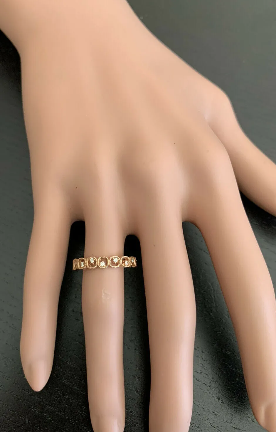 Natural Diamond 14K Solid Rose Gold Band Ring