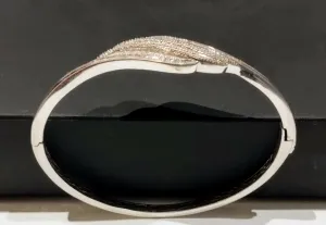 New 1Ct diamond silver oval bangle