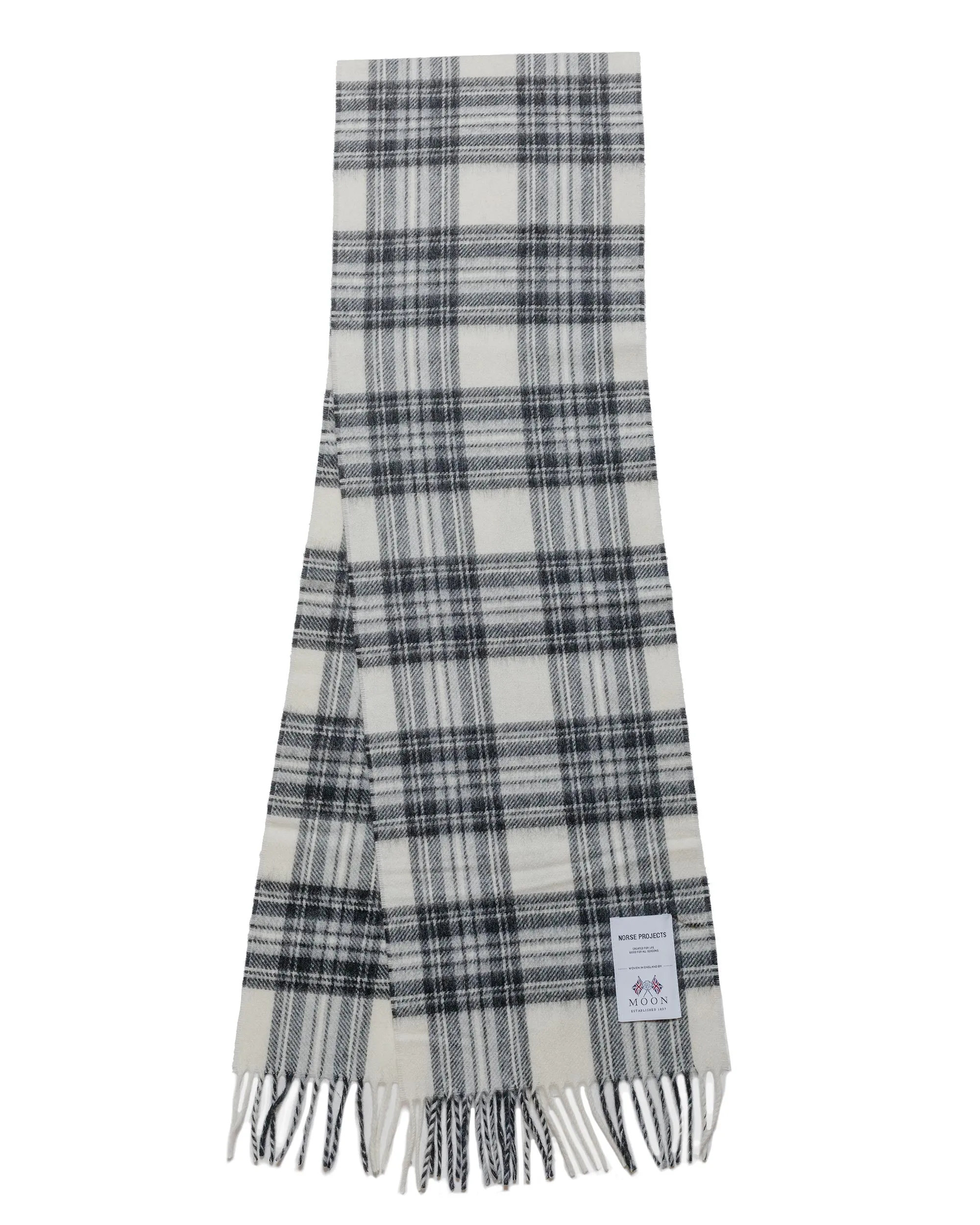 Norse Projects Moon Checked Lambswool Scarf Magnet Grey