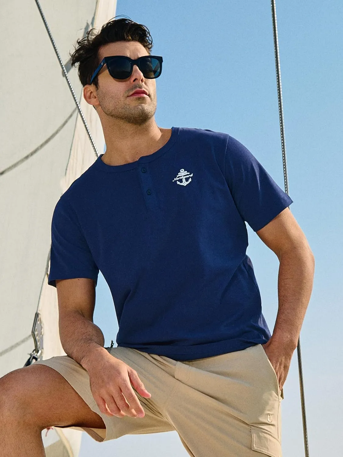 NORTHYARD Men's Henley Shirts Casual Short Sleeve Heavy Cotton T-Shirts Solid Basic Summer Tee Tops