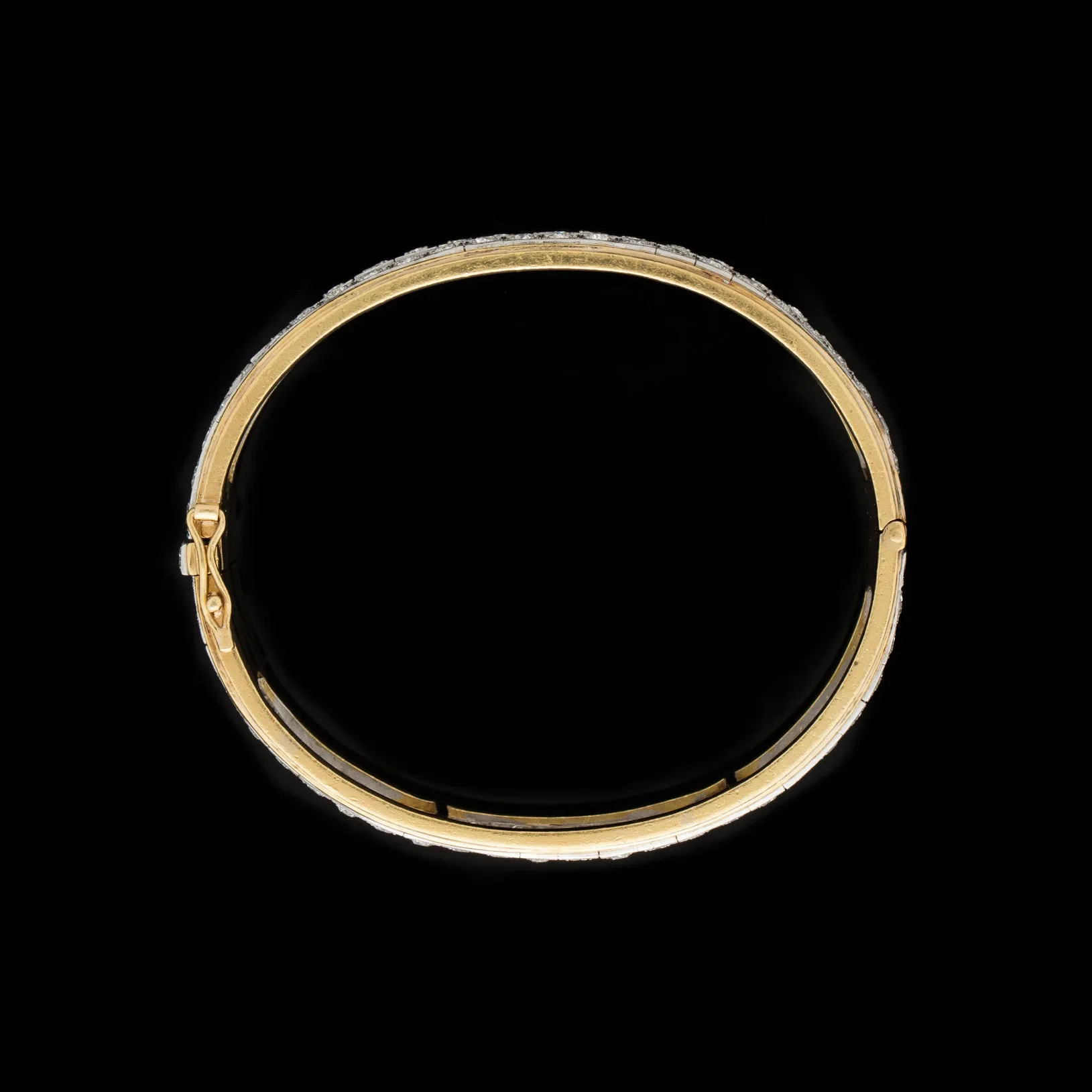 Old European Cut Diamond Bangle Bracelet, circa 1950s