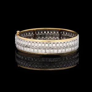 Old European Cut Diamond Bangle Bracelet, circa 1950s