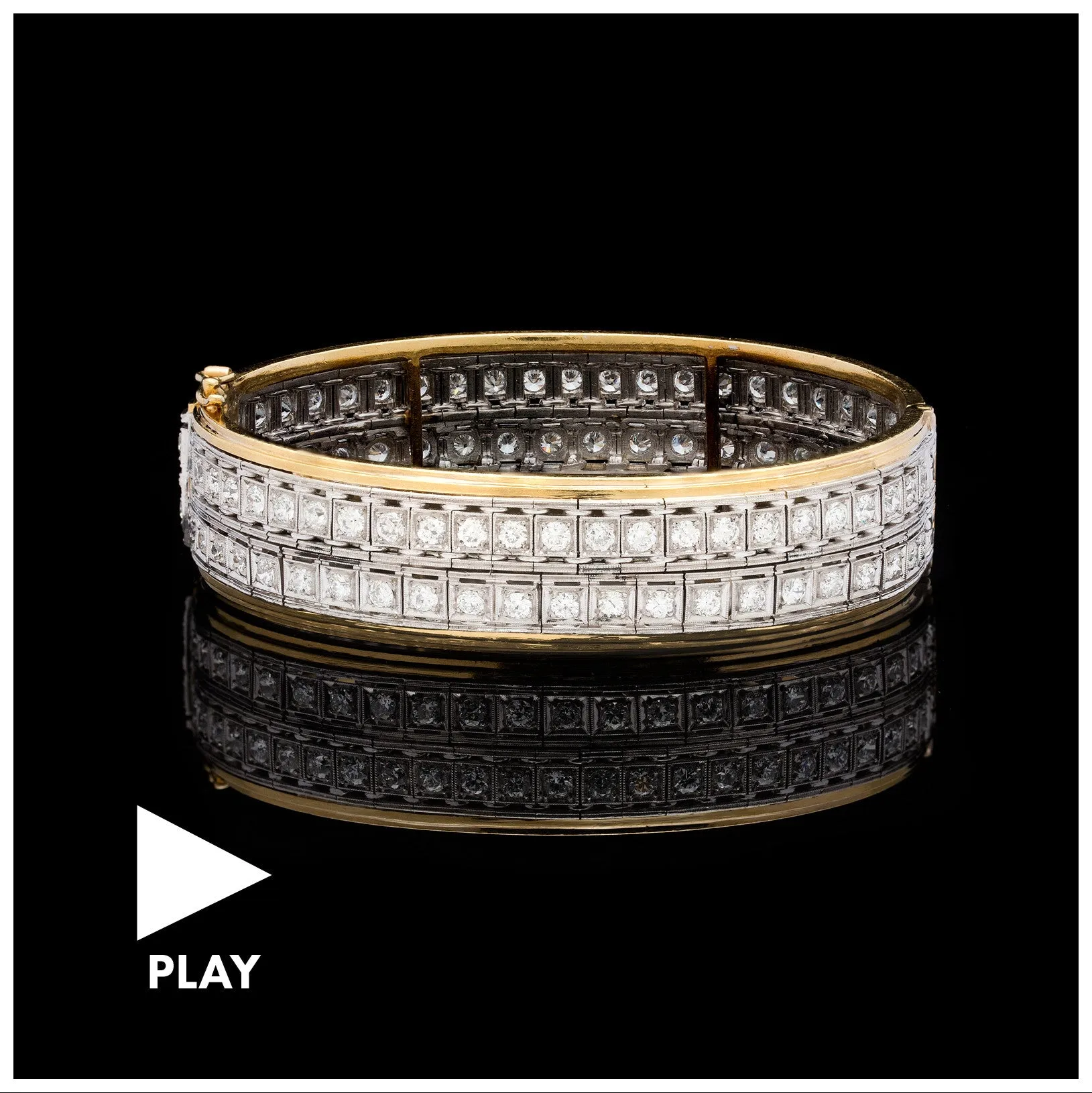 Old European Cut Diamond Bangle Bracelet, circa 1950s