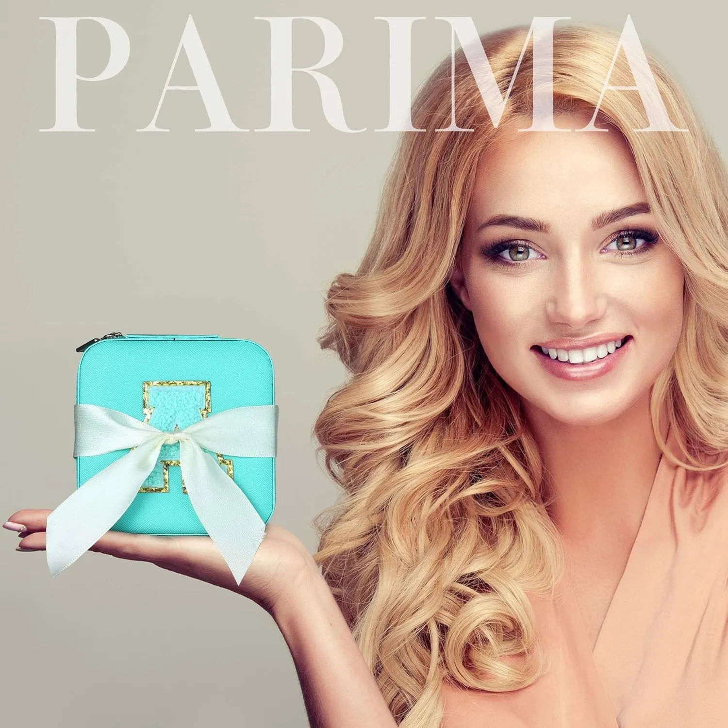 Parima Jewelry Organizer Box, Jewelry Organizer Travel Jewelry Case | Ring Organizer Necklace Organizer Earring Organizer Box | Jewelry Travel Organizer | Small Jewelry Organizer - Letter M, Aqua Blue