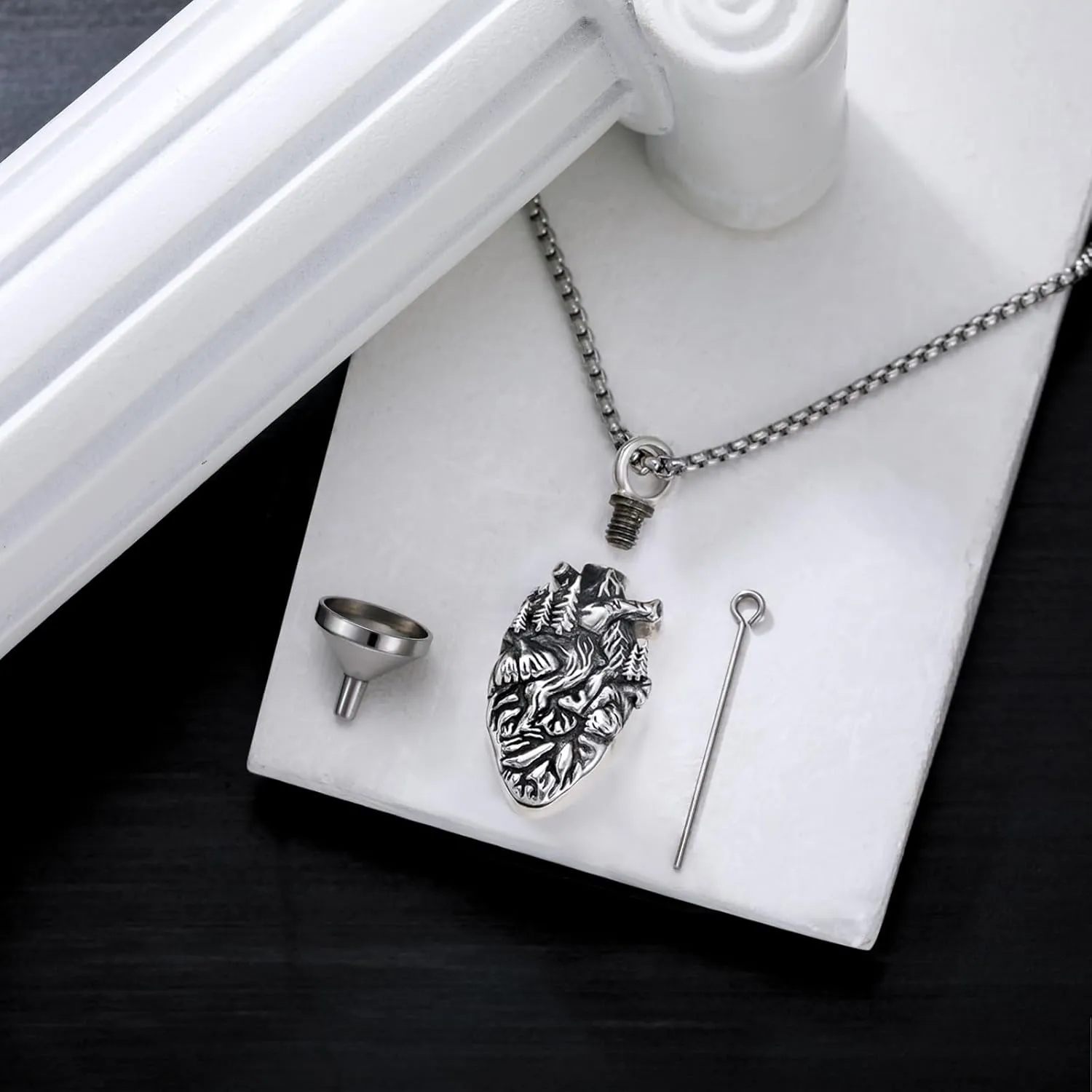 PELOVNY Urn Necklaces for Ashes 925 Sterling Silver Heart Skeleton Birthstone Necklace Cremation Jewelry Memorial Gifts for Women Men Mom